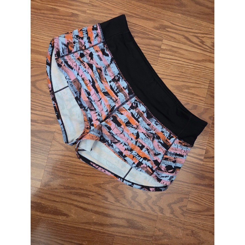 Lululemon Speed Up Shorts Size‎ 6 Abstract Orange Blue Blk Running Athletic 2.5"
